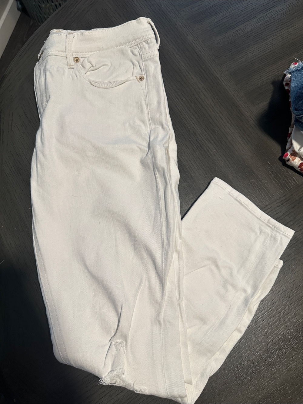 Express White Ankle Crop Stretch Jeans